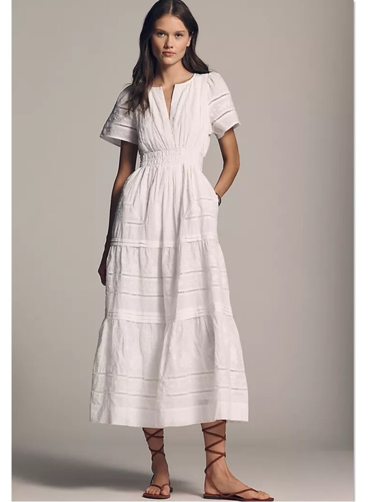 Anthropologie Dresses & Skirts - Anthropologie The Somerset Maxi Dress White S NWT Tiered Smocked Boho Ethereal